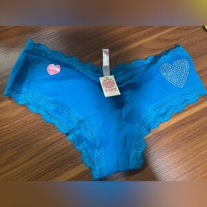 Rare VTG VS PINK Glitter Graphic Cotton XLR Cheekiest Hipster Panty L